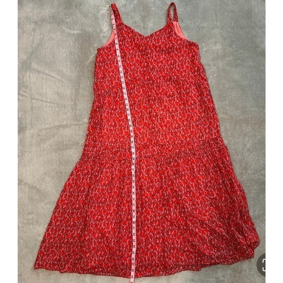 Joie Bondi Tiered Maxi Dress Women Size M Tea Rose Red Cottagecore Boho Coastal‎ - Picture 8 of 13